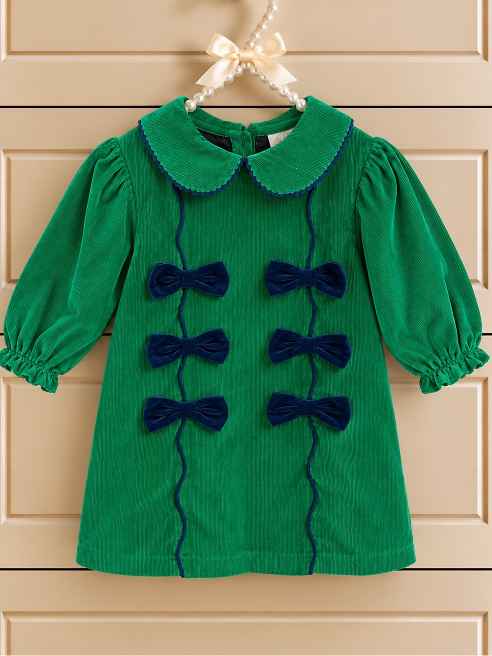 The Anna O Lane Co Green Velvet Bow Accent Girls 2T Holiday Dress